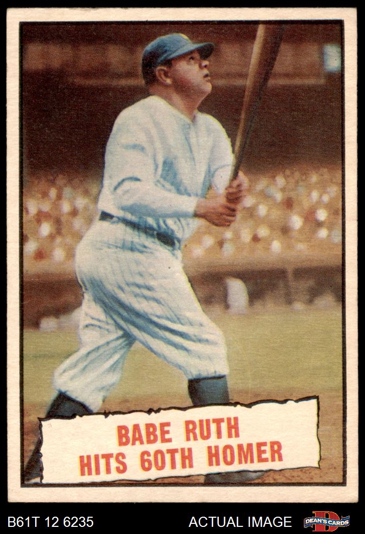 BABE RUTH 1961 TOPPS CARD RUTH HITS 60th HOME RUN GRADED PSA 6 EX-MINT  YANKEES