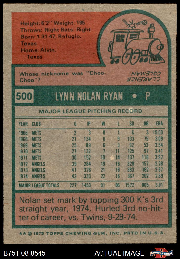1975 Topps #500 Nolan Ryan