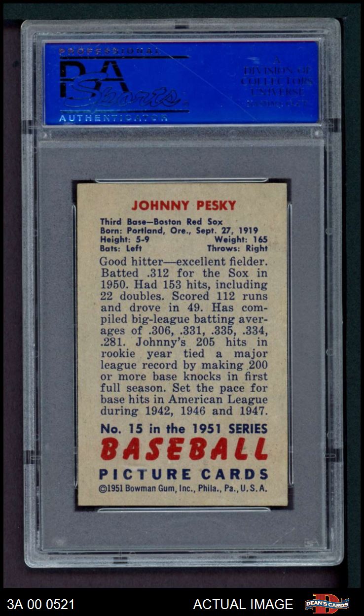 1951 Bowman #15 John Johnny Pesky