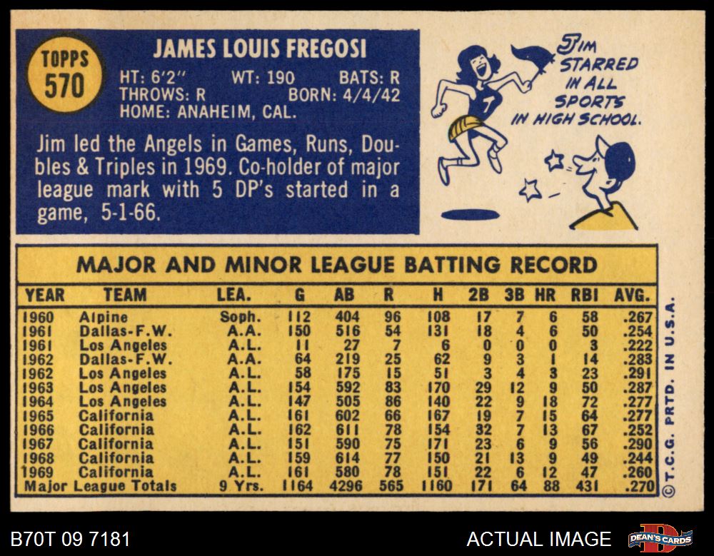 1970 Topps #570 Jim Fregosi 6 - EX/MT