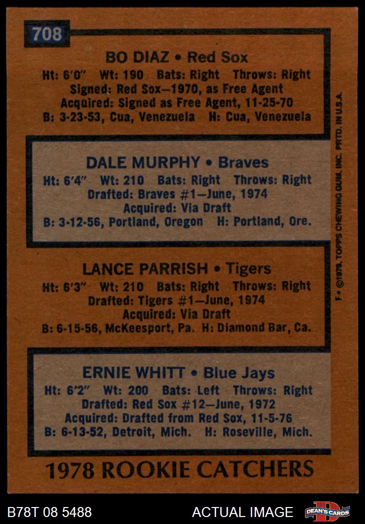 1978 Topps #708 - Dale Murphy / Bo Diaz / Lance Parrish / Ernie