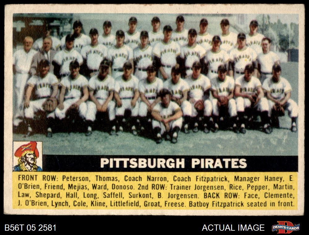 1956 Topps Pittsburgh Pirates Team Set