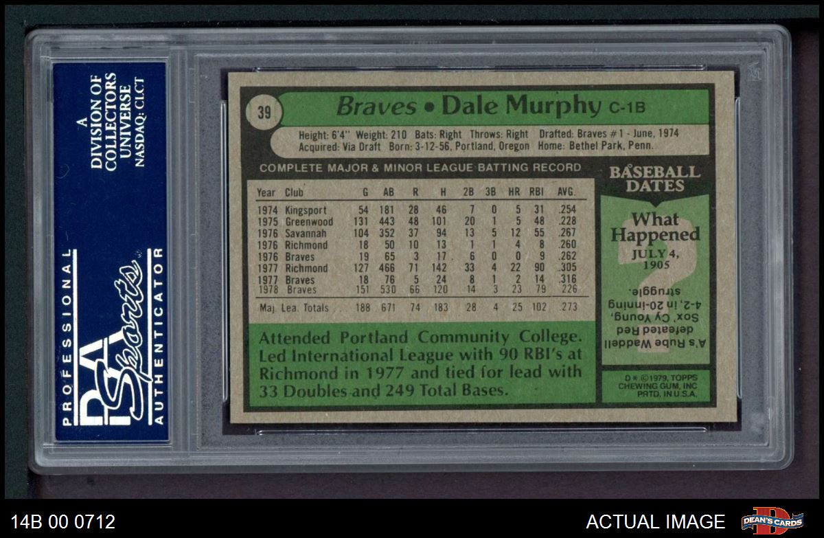  1979 Topps Baseball Card #39 Dale Murphy