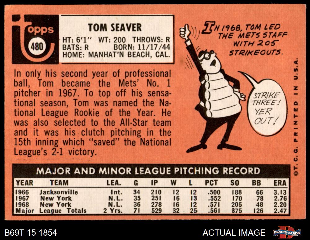 #90 Jerry Koosman - 1969 Topps Baseball Cards (Star) Graded EXMT