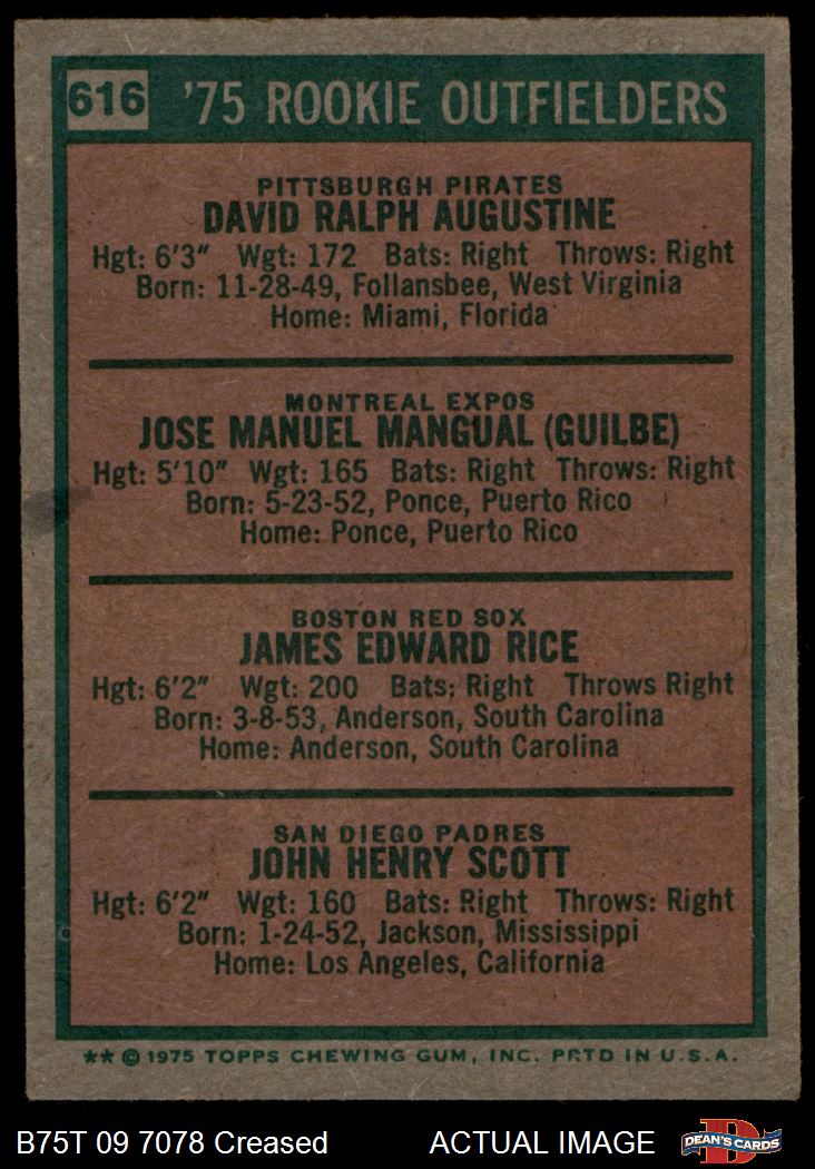 1975 Topps #622 Fred Lynn Boston Red Sox Rookie Baseball Card NM prt mk