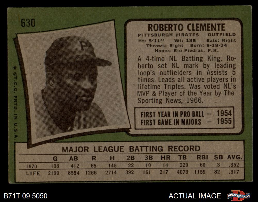 1971 Dell Today's Team Stamps Roberto Clemente # Baseball - VCP Price Guide