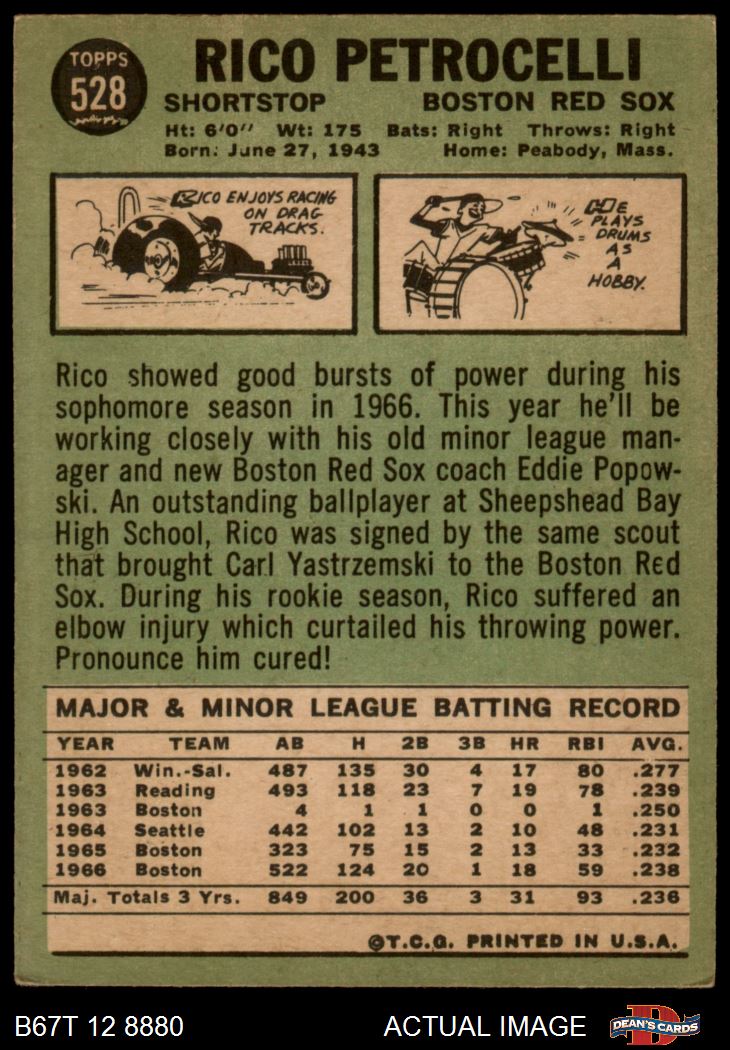 1967 Topps #528 Rico Petrocelli Red Sox 3 - VG B67T 12 3055