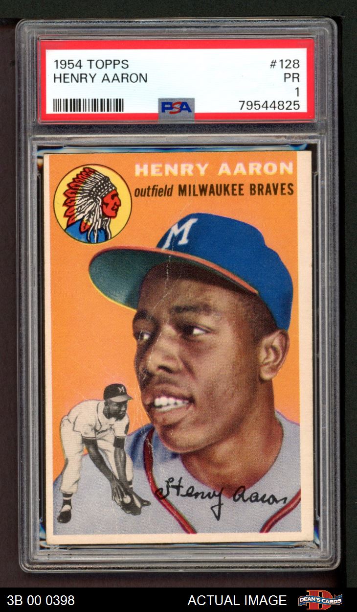 1954 Topps Hank Aaron #128 Rookie Braves Baseball Card PSA EX+ 5.5