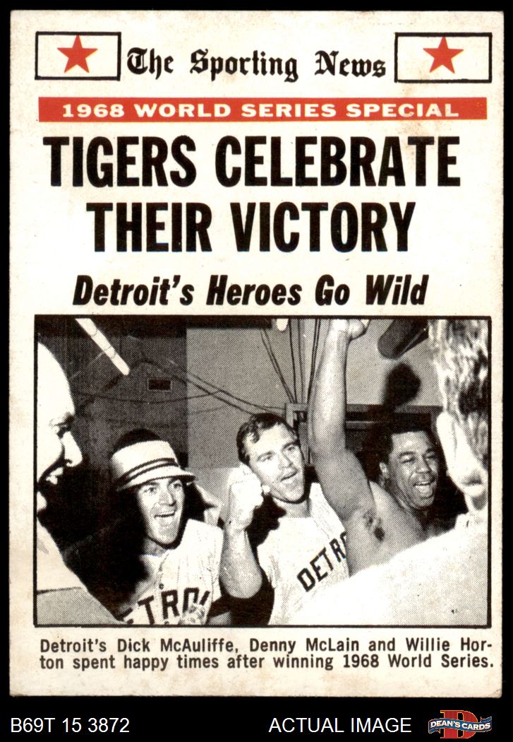 1969 Topps #169 1968 World Series Summary - Tigers Celebrate Their