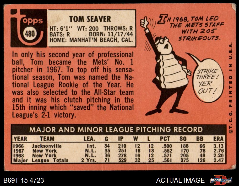 1969 Topps Tom Seaver #480 EX+ - Legends Fan Shop