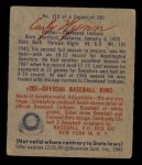 1949 Bowman #110 Early Wynn Back Thumbnail