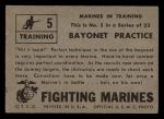 1953 Topps Fighting Marines #5   Bayonet Practice Back Thumbnail