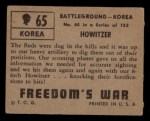 1950 Topps Freedoms War #65   Howitzer Back Thumbnail