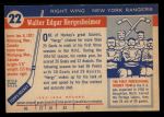 1954 Topps #22  Wally Hergesheimer  Back Thumbnail