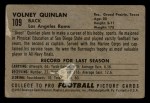 1952 Bowman Small #109  Volney Quinlan  Back Thumbnail