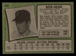 1971 Topps #691  Bob Heise  Back Thumbnail