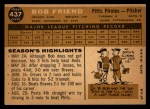 1960 Topps #437  Bob Friend  Back Thumbnail