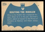 1966 Topps Batman Blue Bat Back #22   Routing the Riddler Back Thumbnail