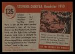 1954 Topps World on Wheels #125   Stevens-Duryea Roadster 1910 Back Thumbnail