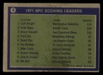 1972 Topps #8   -  Curt Knight / Errol Mann / Bruce Gossett NFC Scoring Leaders Back Thumbnail