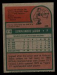 1975 Topps Mini #116  Lerrin LaGrow  Back Thumbnail