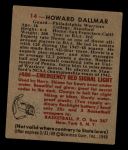 1948 Bowman #14  Howard Dallmar  Back Thumbnail