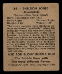 1948 Bowman #34  Sheldon Jones  Back Thumbnail