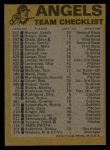 1974 Topps Red Team Checklist   Angels Team Checklist Back Thumbnail