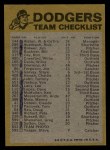 1974 Topps Red Team Checklist   Dodgers Team Checklist Back Thumbnail