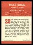 1963 Fleer #28  Billy Shaw  Back Thumbnail
