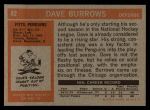 1972 Topps #82  Dave Burrows  Back Thumbnail
