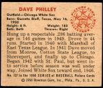 1950 Bowman #127  Dave Philley  Back Thumbnail