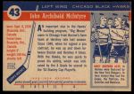 1954 Topps #43  Jack McIntyre  Back Thumbnail