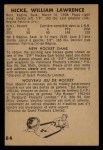 1963 Parkhurst #84  Bill Hicke  Back Thumbnail