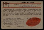 1953 Bowman #51  John Karras  Back Thumbnail