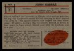 1953 Bowman #51  John Karras  Back Thumbnail