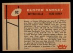 1960 Fleer #92  Buster Ramsey  Back Thumbnail