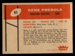 1960 Fleer #61  Gene Prebola  Back Thumbnail