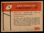 1960 Fleer #8  Ben Preston  Back Thumbnail