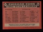 1986 Topps #636   Cubs Leaders Back Thumbnail