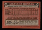 1986 Topps #602  Mariano Duncan  Back Thumbnail
