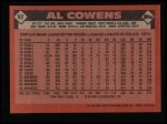 1986 Topps #92  Al Cowens  Back Thumbnail