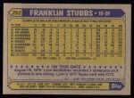 1987 Topps #292  Franklin Stubbs  Back Thumbnail