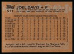 1988 Topps #511  Joel Davis  Back Thumbnail