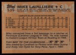1988 Topps #539  Mike LaValliere  Back Thumbnail