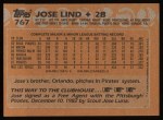 1988 Topps #767  Jose Lind  Back Thumbnail