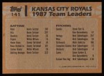 1988 Topps #141   -  George Brett / Bret Saberhagen Royals Leaders Back Thumbnail