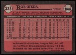 1989 Topps #333  Bob Ojeda  Back Thumbnail