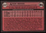 1989 Topps #437  Andy Benes  Back Thumbnail