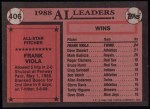 1989 Topps #406   -  Frank Viola All-Star Back Thumbnail